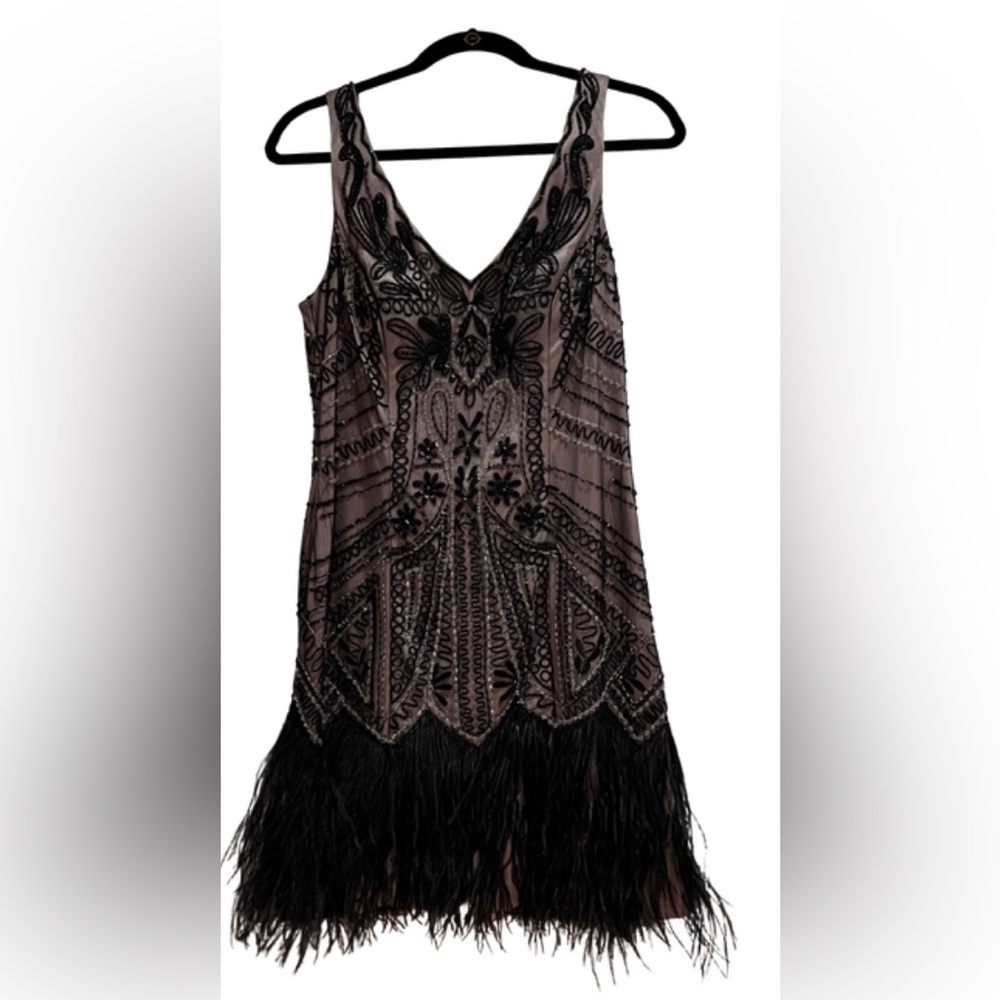 Vintage Sue Wong Beaded Satin Dress